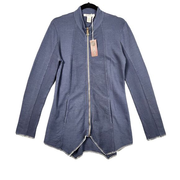 NWT XCVI Blue 13177 Katerin Blanket Hem Long Sleeve Full Zip Jacket SIZE SMALL - Picture 1 of 16